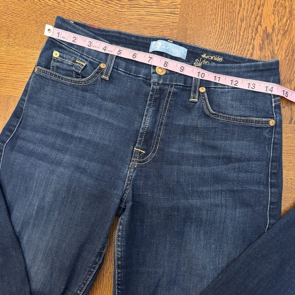 7 For All Mankind Jeans Womens 28 B(air) Ankle Skinny Dark Wash Blue Denim Logo - Picture 5 of 9